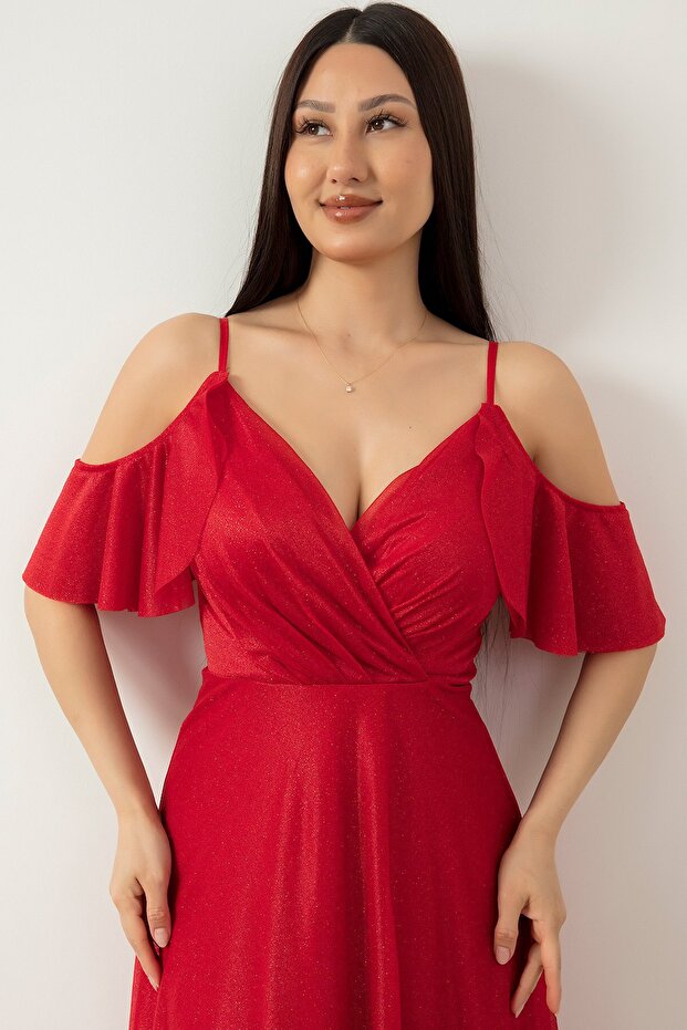 SİMLİ ASKILI UZUN ELBİSE 13425 - 3