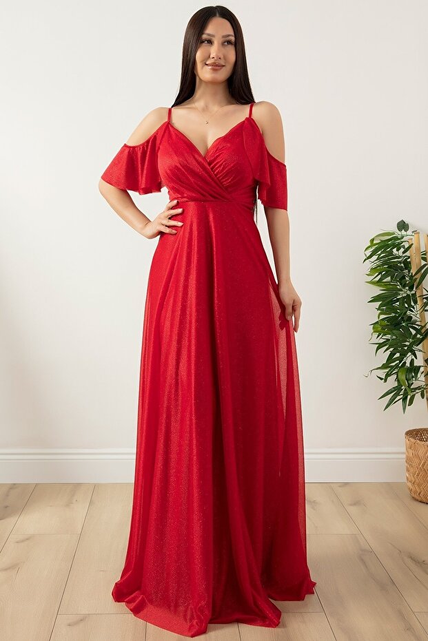 SİMLİ ASKILI UZUN ELBİSE 13425 - 7