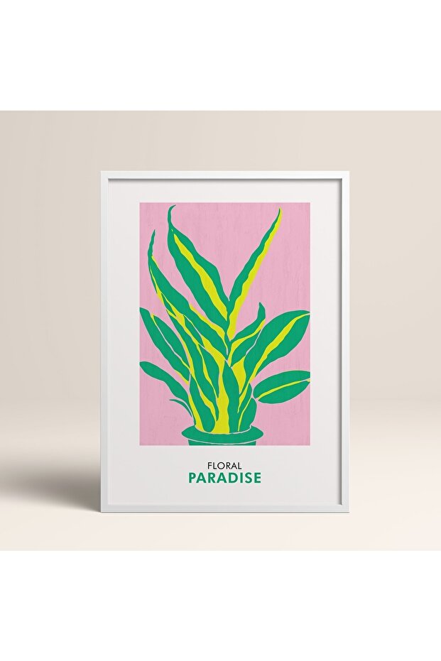 White Wooden Framed Painting Framed Poster Artistic Modern Wall Decor (Flower246-White-50X70)