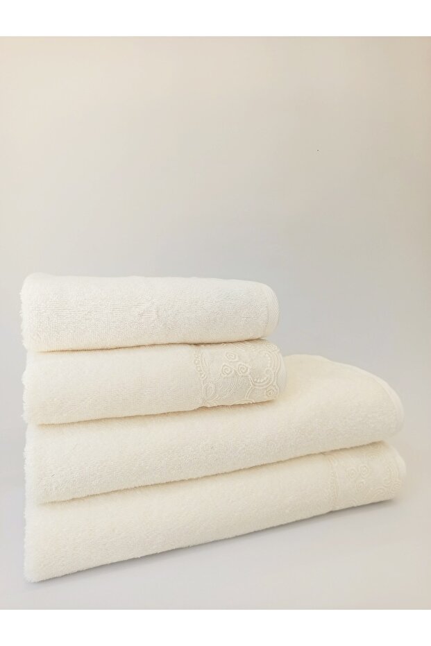 Carmin Large Size Lacy Towel Set - 90x150 Cm+ 50x90 Cm