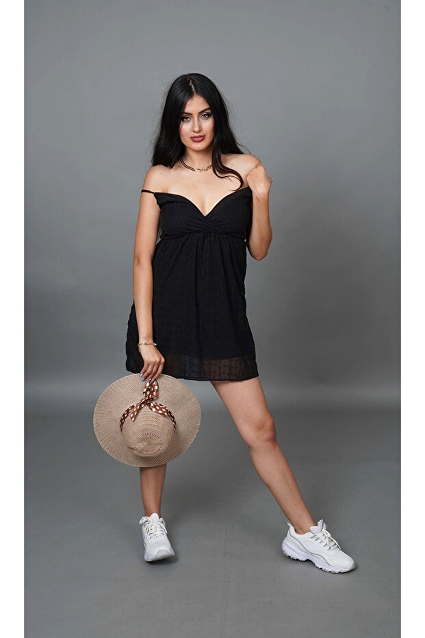 Strappy Lace Embroidered Lined Double Breasted Short Dress