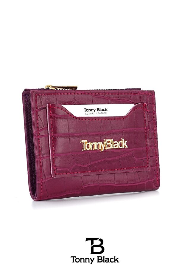 Orijinal Kadın Kartlıklı Kağıt & Bozuk Para Bölmeli Timsah Croco Model Şık Mini Kartlık Cüzdan - 4