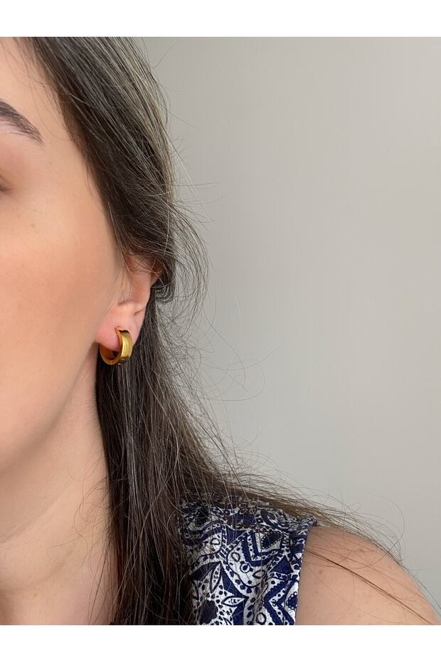 Çelik Gold Basic Kalın Halka Küpe 1 cm -kararma yapmaz- - 3