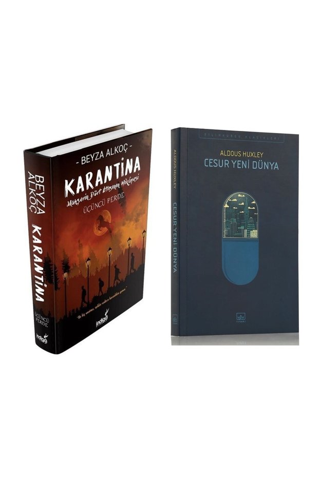 İNDİGO BEYZA ALKOÇ KARANTİNA 3.PERDE KARTON KAPAK & İTHAKİ YAYINLARI ALDOUS HUXLEY CESUR YENİ DÜNYA