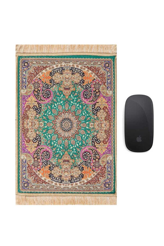 Yeşil Dekoratif Küçük Halı Mousepad - 1
