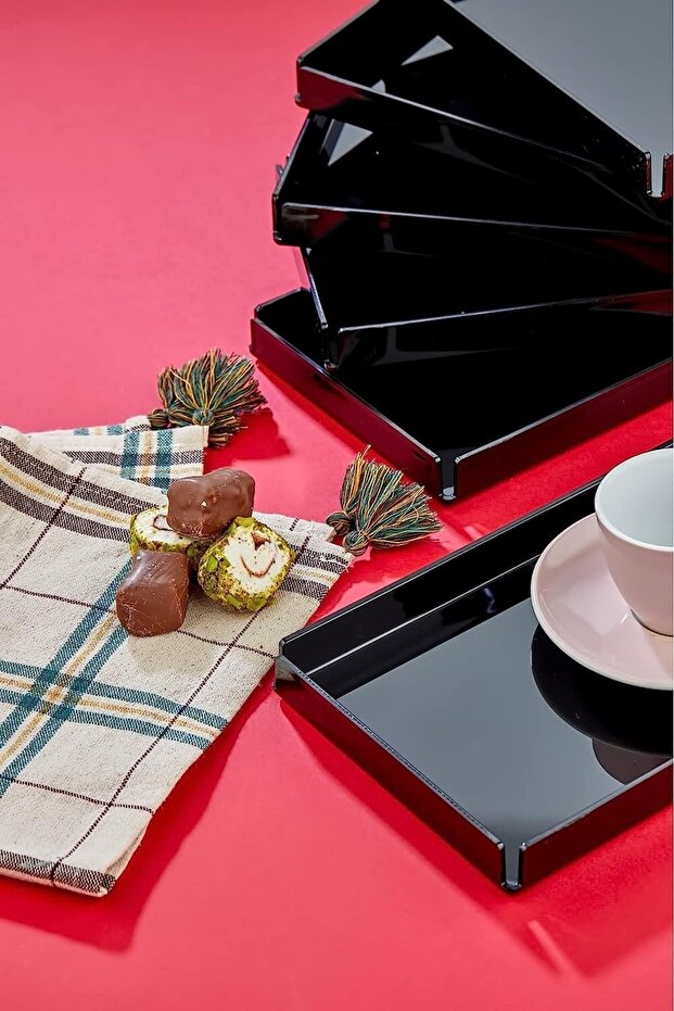 Set of 6 Acrylic Crystal Serving Trays Decorative Tray