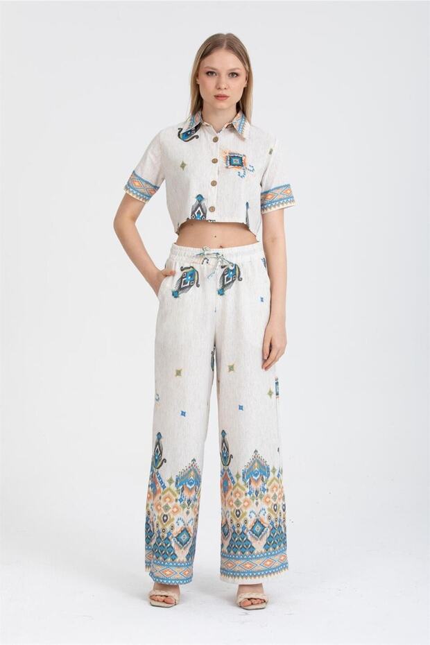 بنطلون كليم منقوش - 1