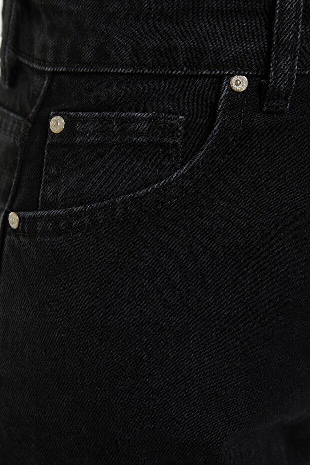 Siyah Yüksek Bel Mini Denim Şort TWOSS23SR00312 - 11