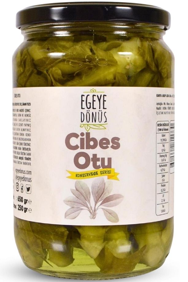 Cibes Otu Konserve - (MEZE VE SALATA İÇİN YEMEĞE HAZIR CİBEZ EGE OTLARI KAVANOZ) - 650 Gr. - 1