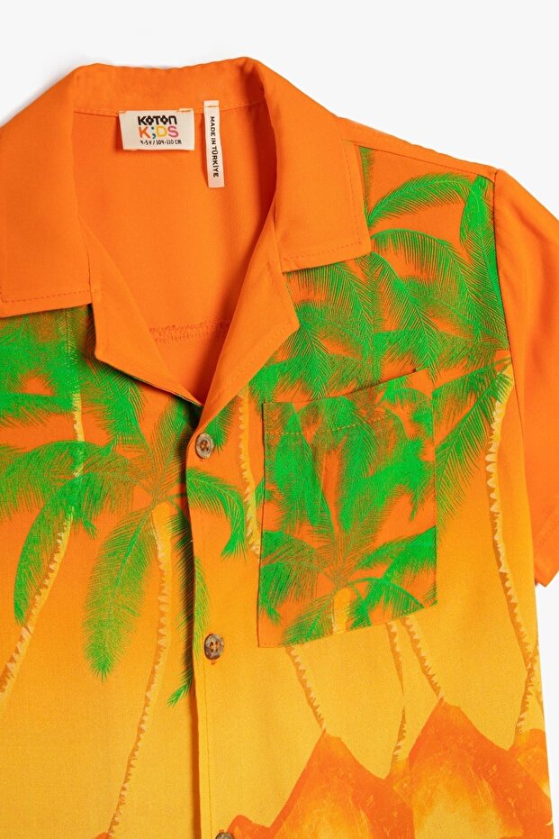 Boy's Orange Patterned Shirt - 6