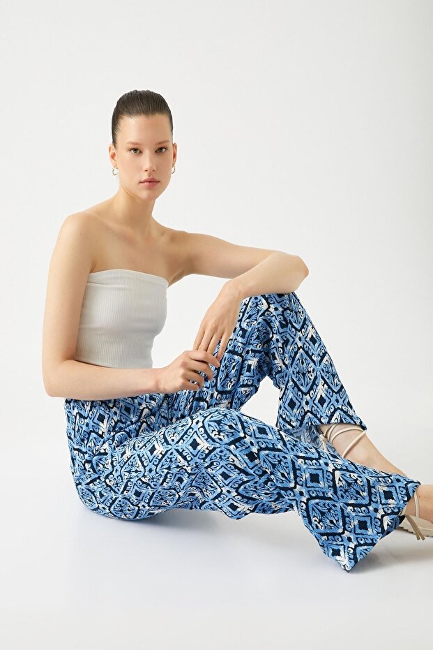 Women's Blue Patterned Jeans