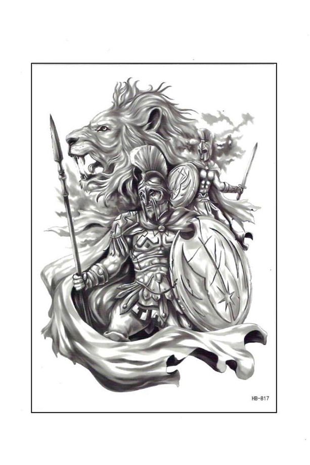 Aslan Gladyatör Savaşcı Geçici Dövme - 3