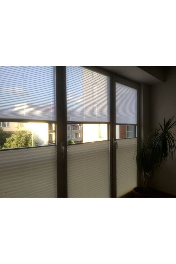 Çiftli Sistem Cam Balkon Perdesi - Plise Perde - Pliseli Perde- Plicell Perde - 1