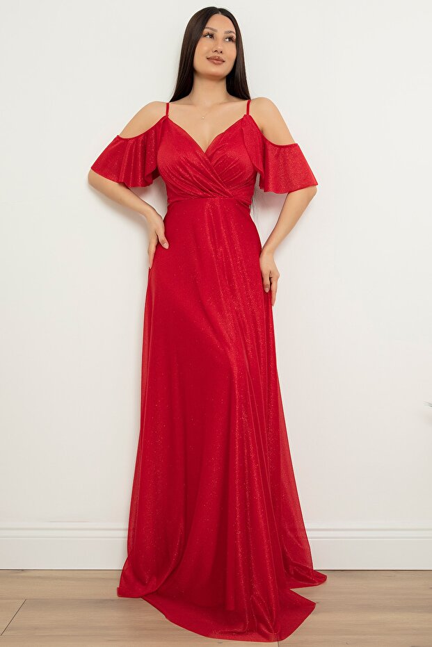 SİMLİ ASKILI UZUN ELBİSE 13425 - 5