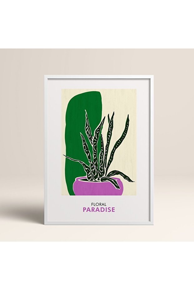 White Wooden Framed Painting Framed Poster Artistic Modern Wall Decor (Flower249-White-50X70)