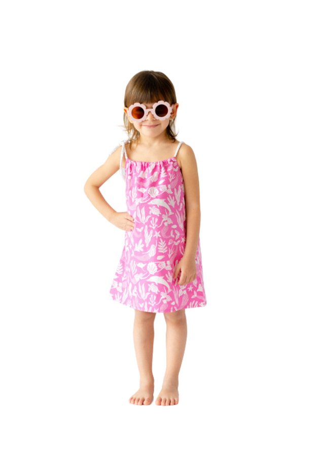 Pink Mermaid Themed Girl's Strappy Dress
