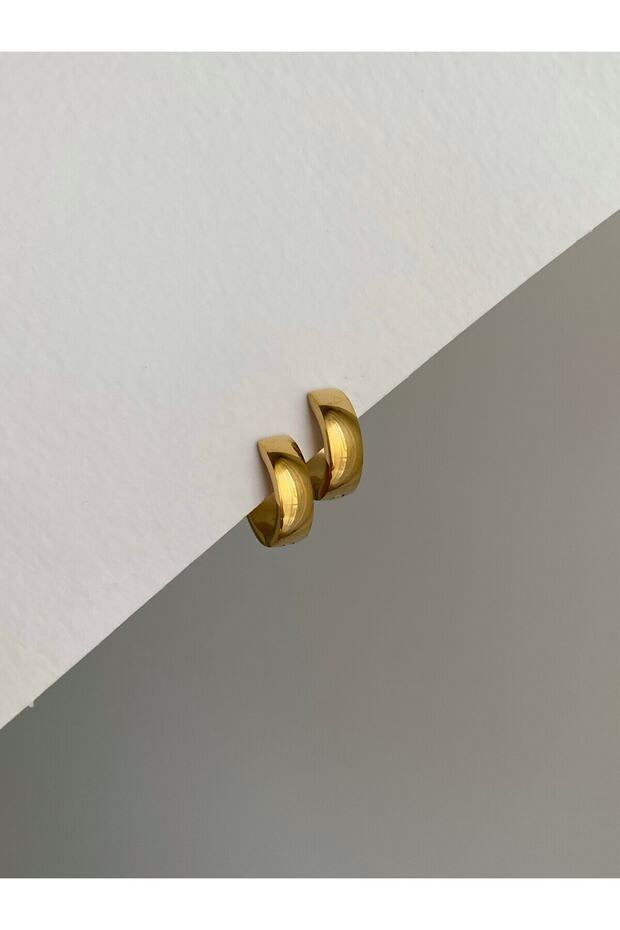 Çelik Gold Basic Kalın Halka Küpe 1 cm -kararma yapmaz- - 5