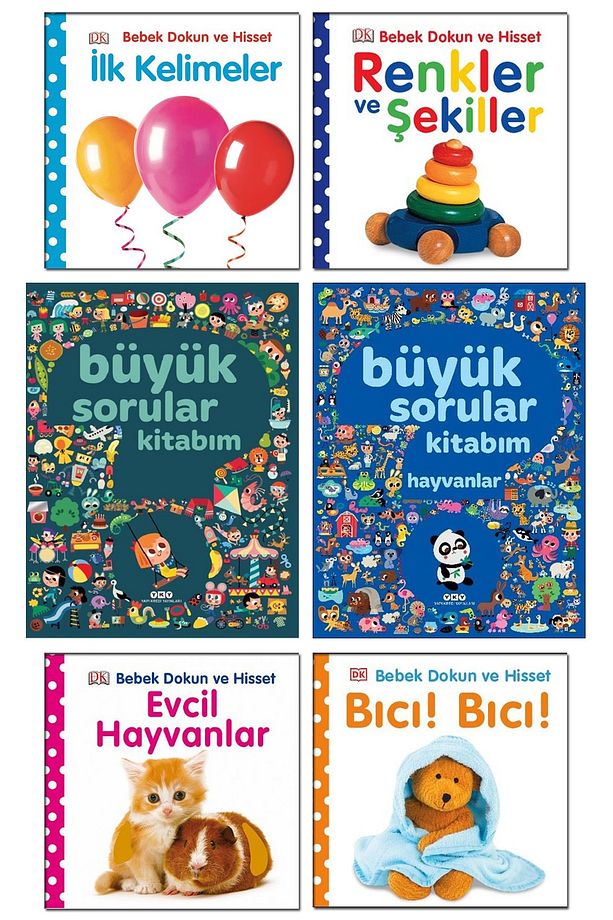 Pearson Bebek Dokun ve Hisset İlk Kelimeler Renkler ve Şekiller Evcil Hayvanlar Büyük Sorular Kitabı - 1