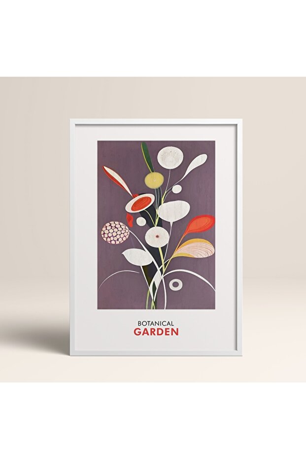 White Wooden Framed Painting Framed Poster Artistic Modern Wall Decor (Flower253-White-40X60)