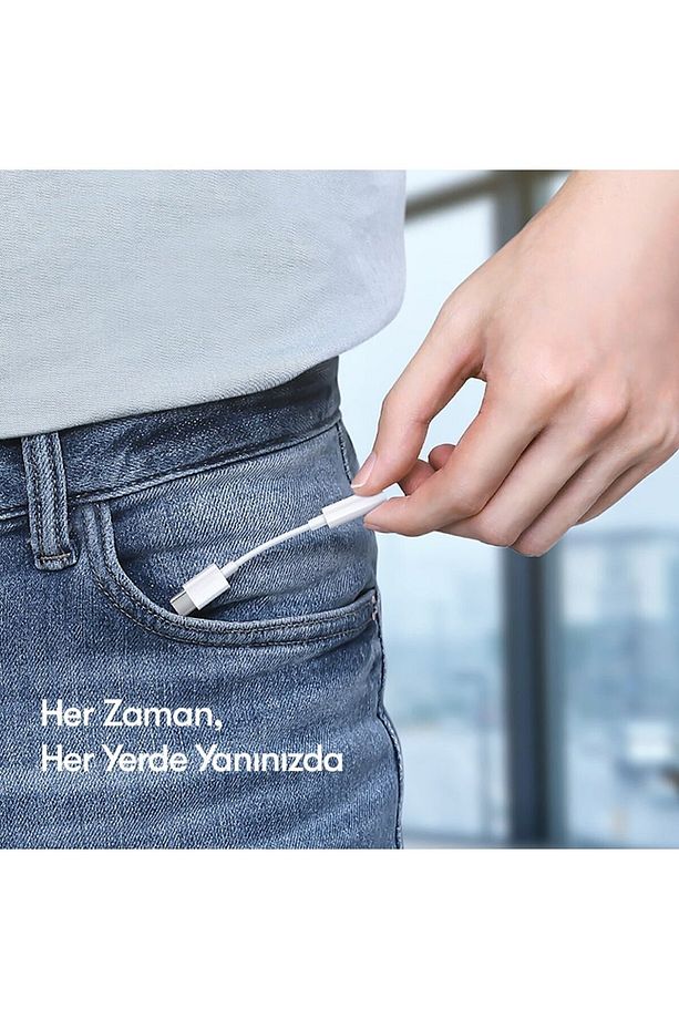 Tak Çalıştır Mikrofonlu Type-C to Aux 3.5mm Kulaklık Jak Dönüştürücü Yüksek Kaliteli - 7