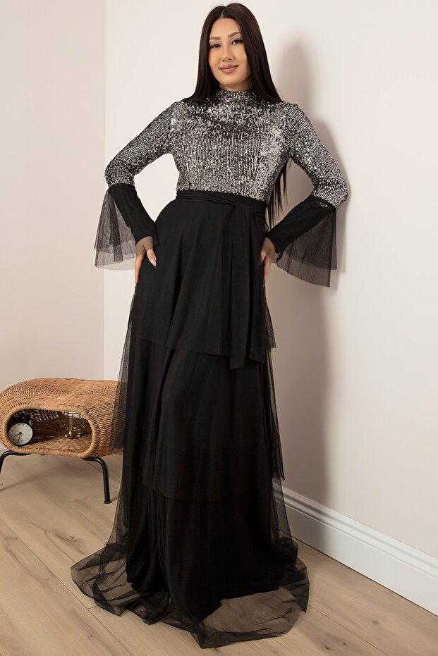 REYHAN 13085 TÜL PULPAYET TESETTÜR ELBİSE - 6