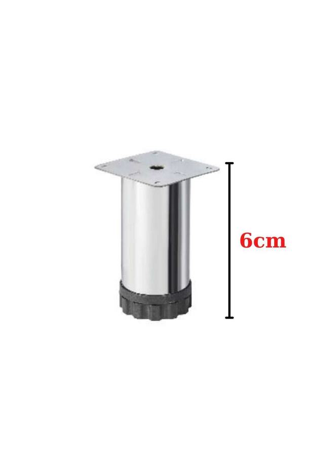 4 Adet Ayarlanabilir Gri Pingolu Krom Mobilya Dolap Ayağı Metal (4 Adet) 6cm - 2