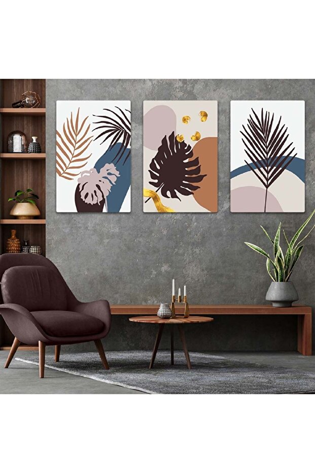 Triple Mdf White Background Abstract Pattern Table Set
