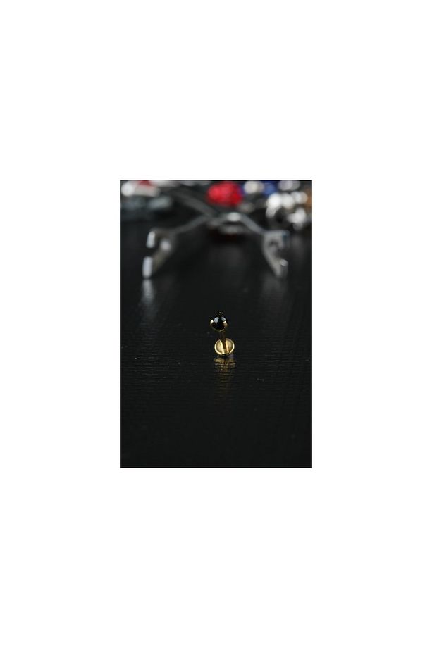Onix Top Altın Tragus Cerrahi Çelik Piercing - 1