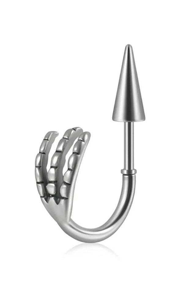 Unisex Gray Claw Figured Spayk Design Steel Earrings