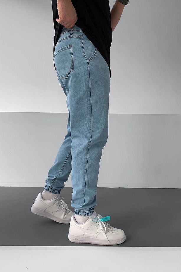 Jogger Paça Lastikli Likralı Kot Pantolon - 3