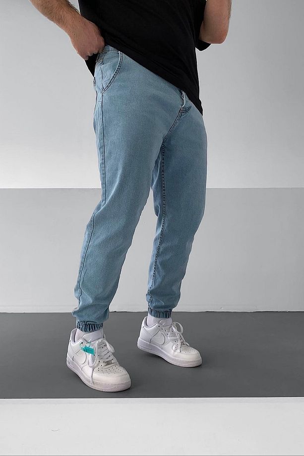 Jogger Paça Lastikli Likralı Kot Pantolon - 4