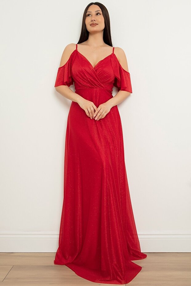 SİMLİ ASKILI UZUN ELBİSE 13425 - 4