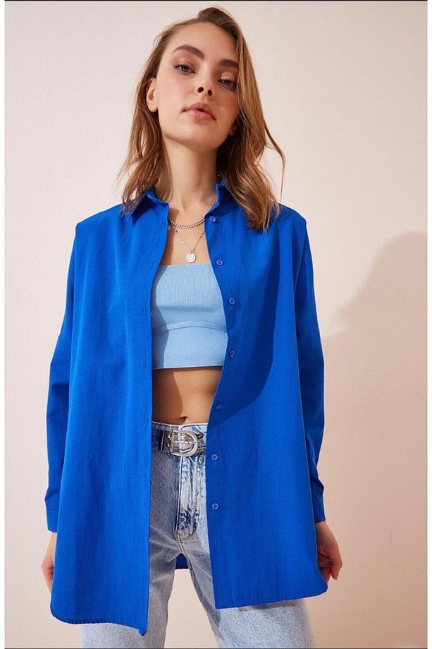 Kadın Oversize Uzun Basic Gömlek - 1