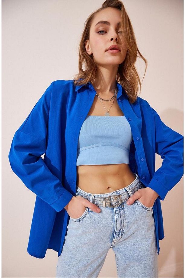 Kadın Oversize Uzun Basic Gömlek - 2