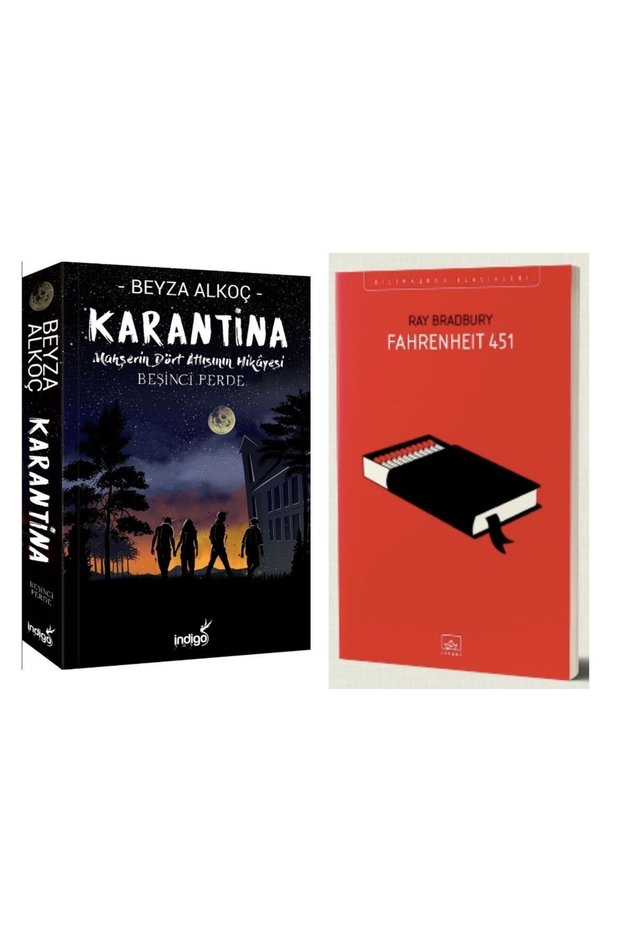 İNDİGO BEYZA ALKOÇ KARANTİNA 5.PERDE CİLTLİ & İTHAKİ RAY BRADBURY FAHRENHEİT 451 KARTON KAPAK