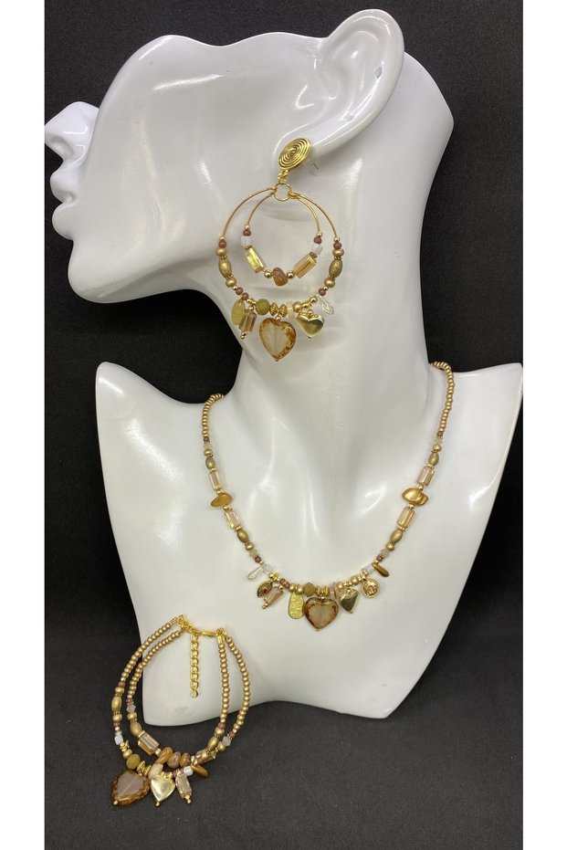 Handmade Ethnic Czech Glass Lacquer Coating Women's Necklace Earrings Bracelet