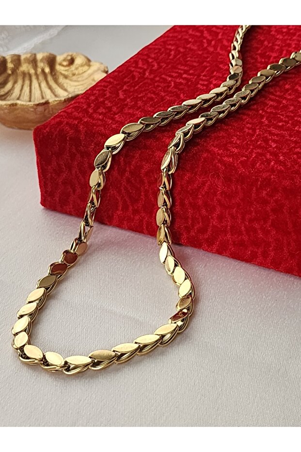 Pul Kolye Arpa zincir Çelik Gold 316l - 7