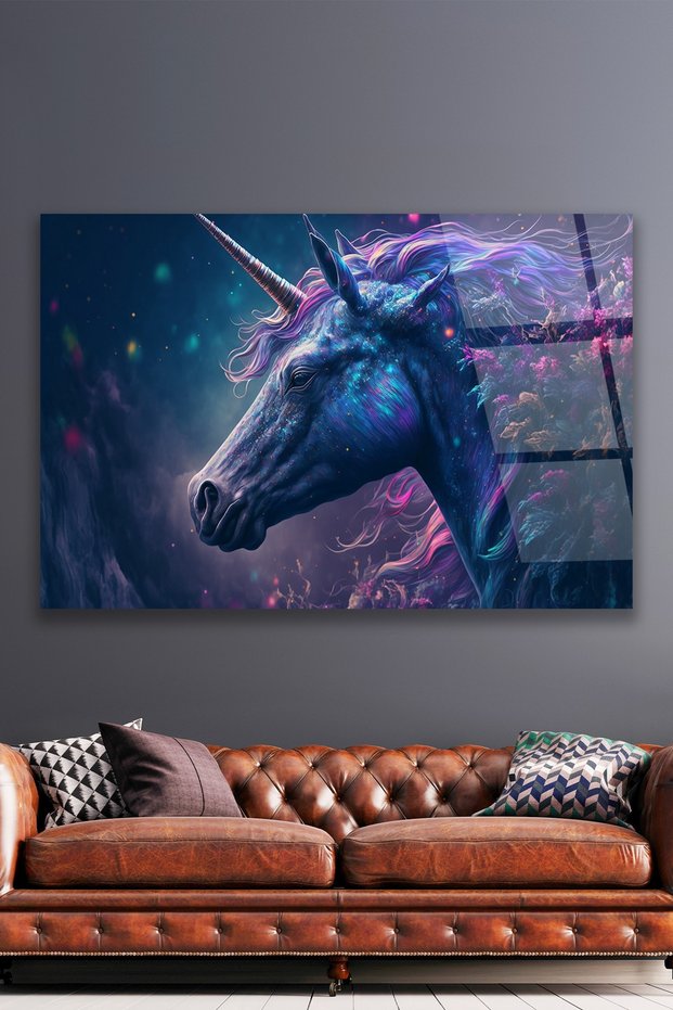 Unicorn Dekoratif Cam Tablo