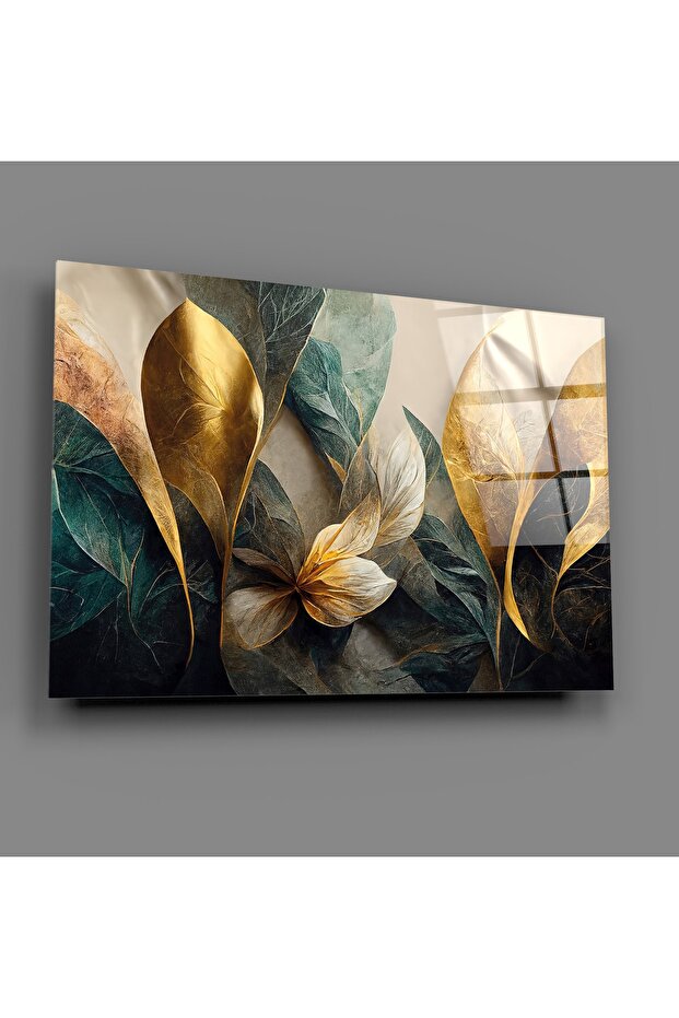 Çiçekler Soyut Cam Tablo - Ev Ofis Ve Duvar Dekorasyonu Tablo - 3