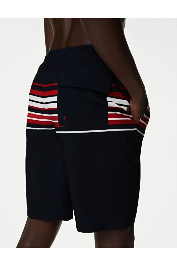 Çizgili Quick Dry Deniz Şortu - 3