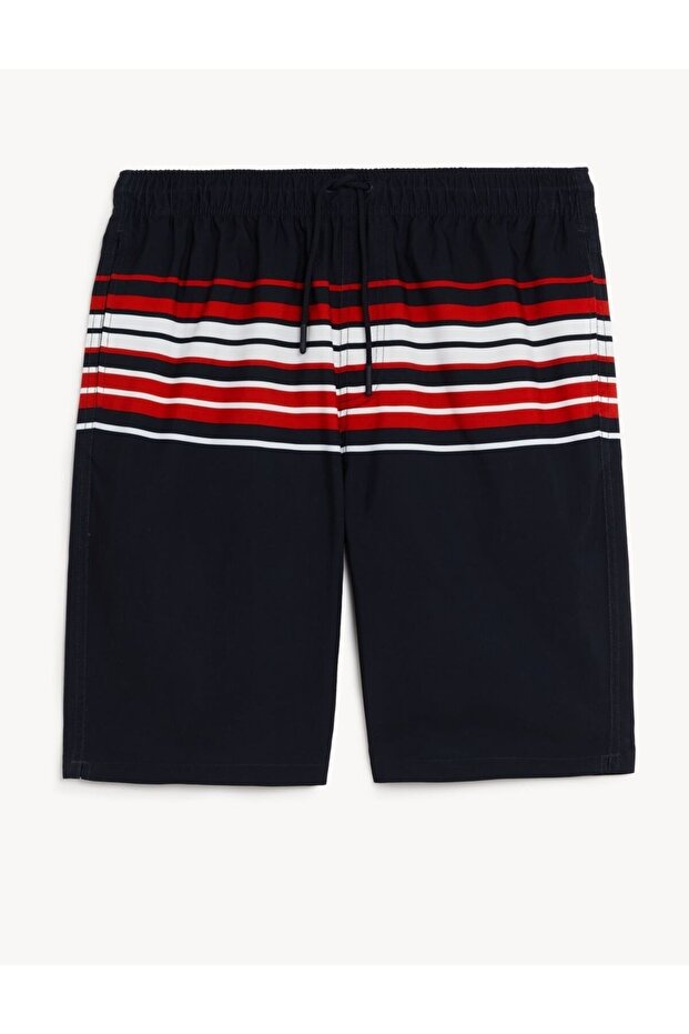 Çizgili Quick Dry Deniz Şortu - 5