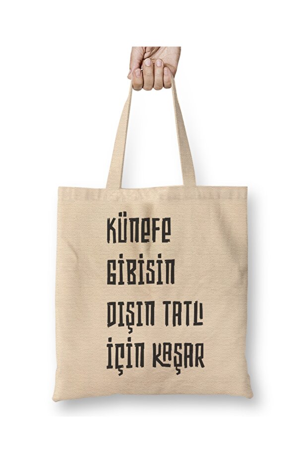 Funny Saying You Look Like Künefe Outside, Kashar Cloth Bag with Long Handle for Dessert