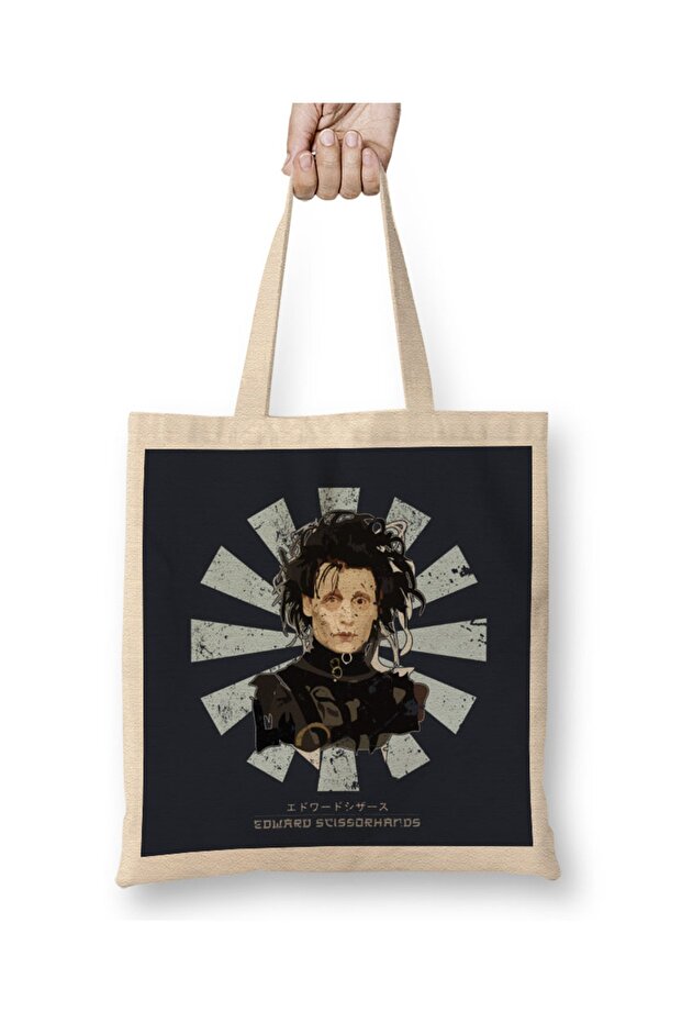 Edward Scissorhands Retro Japanese Tote Bag Long Handle