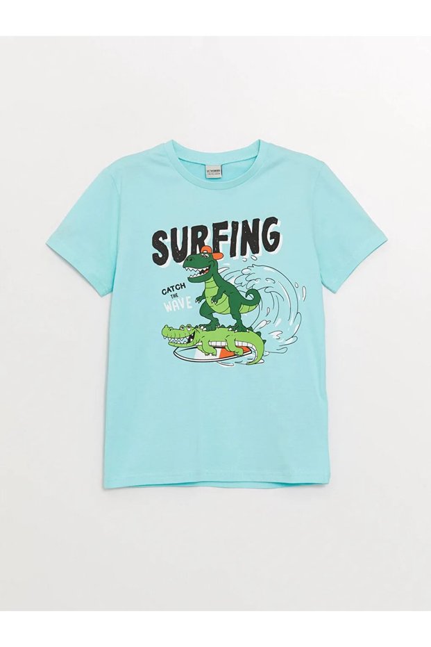 Lcw Kids Crew Neck Printed Short Sleeve Boy T-Shirt