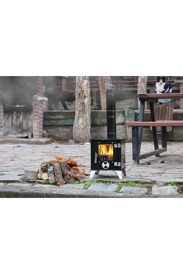 Tekarasta Tiny Emaye Kamp Sobası ve Karavan Sobası (Isıya Dayanıklı Cam-BoruÇap: 8mm) - 2
