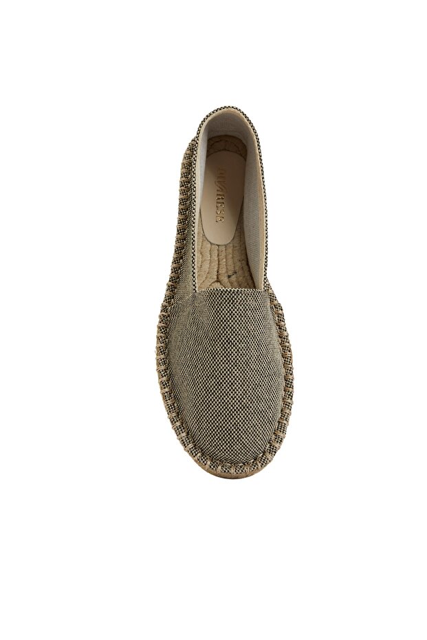 Siyah Bej Kadın Espadril - 4