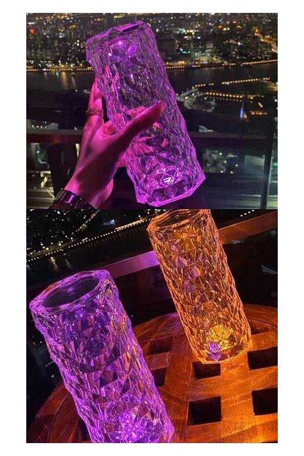Kristal Şarjlı Masa Lambası, Led Abajur, Dokunmatik + Kumandalı - 5