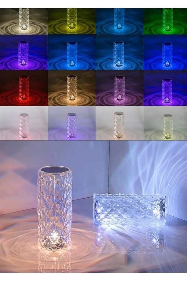 Kristal Şarjlı Masa Lambası, Led Abajur, Dokunmatik + Kumandalı - 6