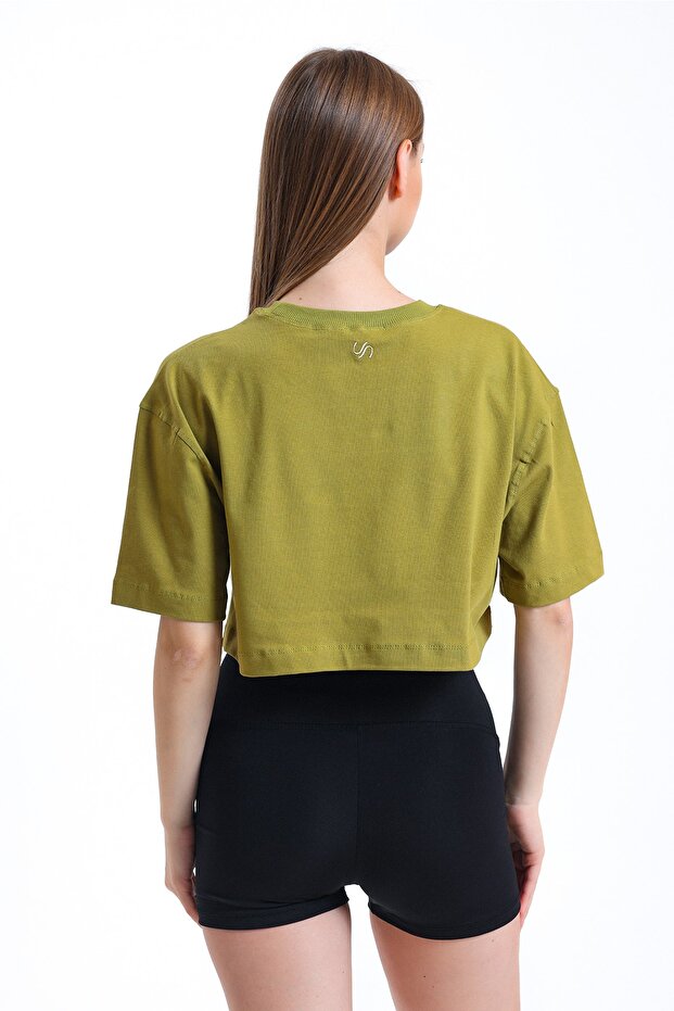 Nakışlı Crop Boy Basic T-Shirt - 5