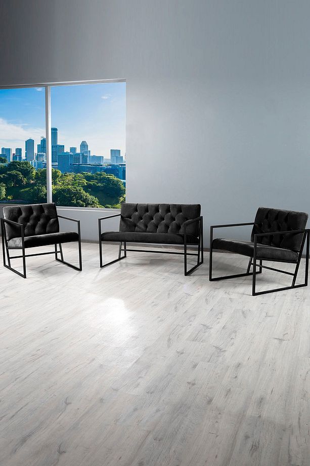 Oslo Modern İskandinav Metal Berjer Ofis Balkon Bahçe Koltuğu Siyah - 5